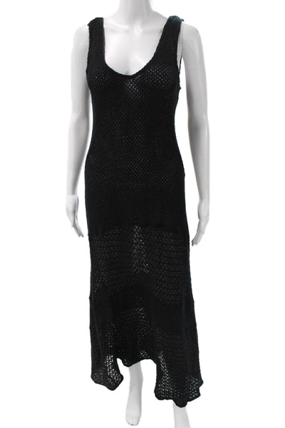 Zara Women Maxi Dress Black Scoop Neck Sleeveless Cotton Full Length Size S
