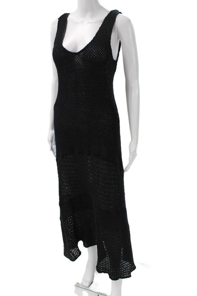 Zara Women Maxi Dress Black Scoop Neck Sleeveless Cotton Full Length Size S