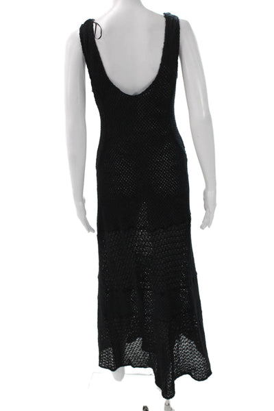 Zara Women Maxi Dress Black Scoop Neck Sleeveless Cotton Full Length Size S