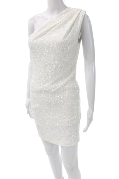 Generation Love Women Bodycon One-Shoulder White Knee-Length Dress Size S