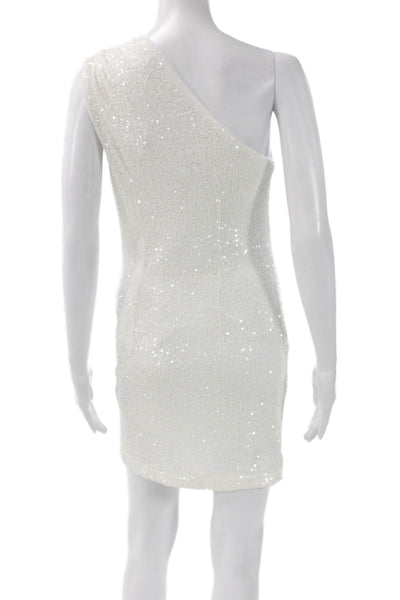 Generation Love Women Bodycon One-Shoulder White Knee-Length Dress Size S