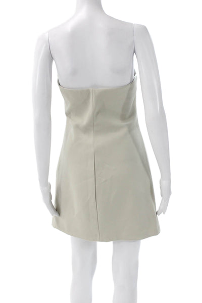 Zara Women Sleeveless V-Neck Mini Dress Beige Zip Polyester Size M
