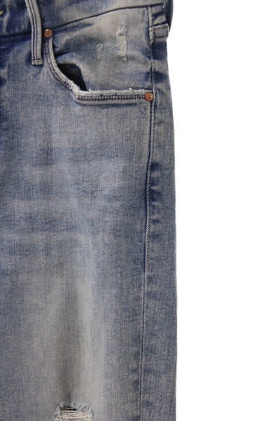 Mother Womens Skinny Jeans Blue Cotton Blend Mid Rise Button Size 25