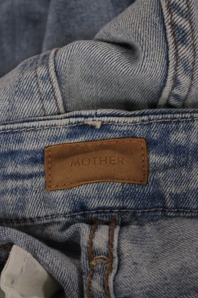 Mother Womens Skinny Jeans Blue Cotton Blend Mid Rise Button Size 25