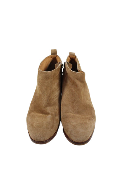 J Crew Womens Suede Zip Up Ankle Boots Fawn Brown Size 6
