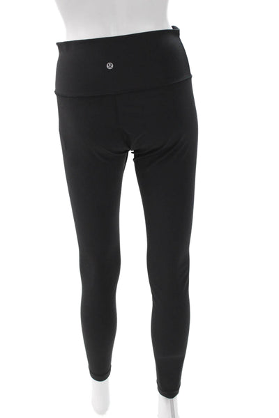 Lululemon Women Ankle Leggings Black Nylon Pull On Size 8