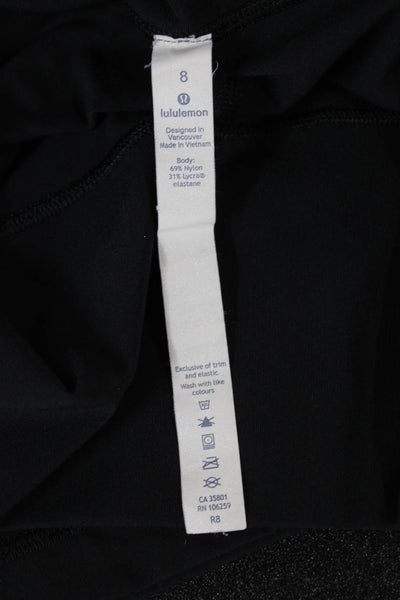 Lululemon Women Ankle Leggings Black Nylon Pull On Size 8