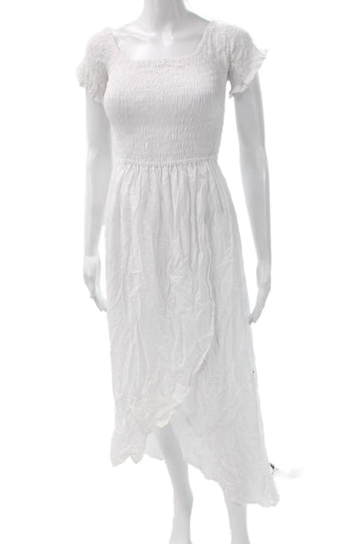 Tiare Hawaii Women Sundress White Square Neck Short Sleeve Size One Size
