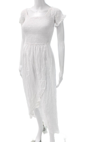 Tiare Hawaii Women Sundress White Square Neck Short Sleeve Size One Size