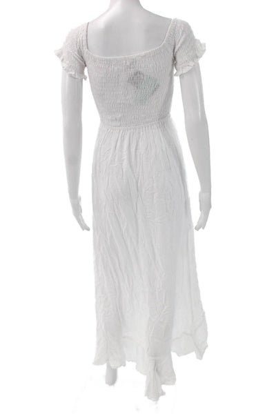 Tiare Hawaii Women Sundress White Square Neck Short Sleeve Size One Size
