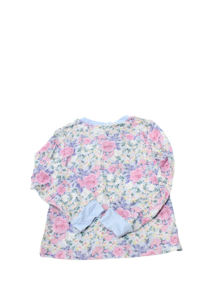 Stripe & Stare Girls Floral Crew Neck Long Sleeve Pajama Set Blue Size 3-4Y