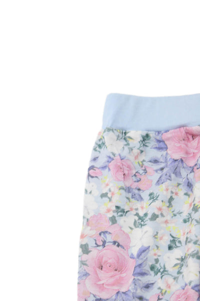 Stripe & Stare Girls Floral Crew Neck Long Sleeve Pajama Set Blue Size 3-4Y