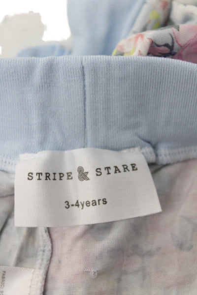 Stripe & Stare Girls Floral Crew Neck Long Sleeve Pajama Set Blue Size 3-4Y