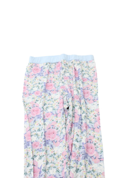 Stripe & Stare Girls Floral Crew Neck Long Sleeve Pajama Set Blue Size 7-8Y
