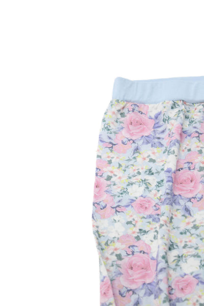 Stripe & Stare Girls Floral Crew Neck Long Sleeve Pajama Set Blue Size 7-8Y