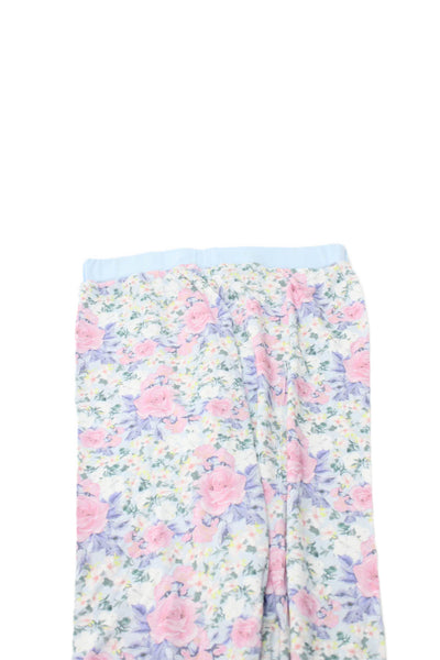 Stripe & Stare Girls Floral Crew Neck Long Sleeve Pajama Set Blue Size 7-8Y