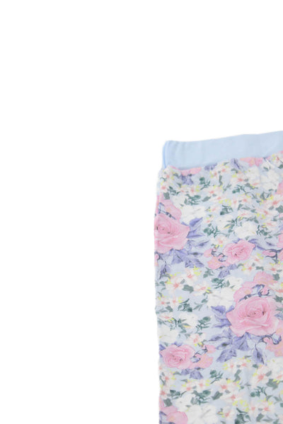 Stripe & Stare Girls Floral Crew Neck Long Sleeve Pajama Set Blue Size 7-8Y