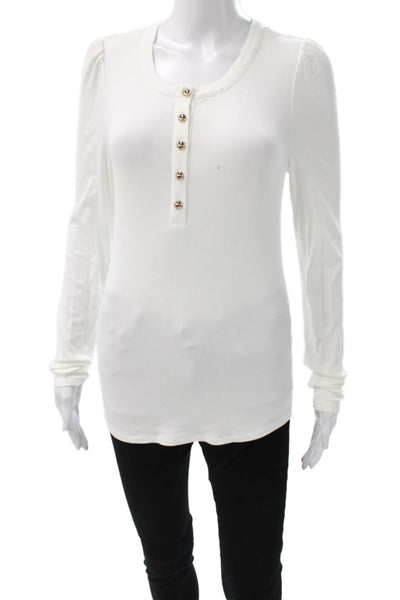 Generation Love Womens White Henley Long Sleeve Basic T-Shirt Size S