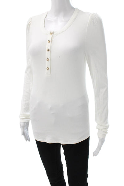 Generation Love Womens White Henley Long Sleeve Basic T-Shirt Size S