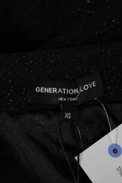 Generation Love Womens Basic Tweed Jacket Black Zip Long Sleeve Size XS
