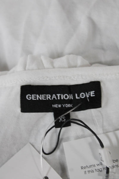Generation Love Women White Jersey V-Neck Long Sleeve Tee Size XS