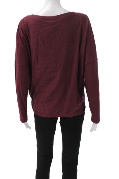 Eberjey Womens Basic Scoop Neck Long Sleeve Red Cotton Blend T-Shirt Size S