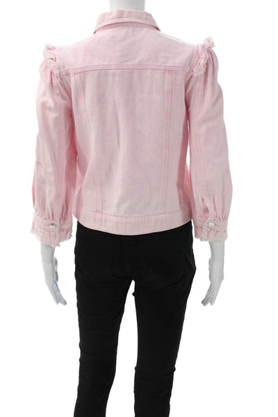 Generation Love Womens Basic Denim Jacket Pink Long Sleeve Size S