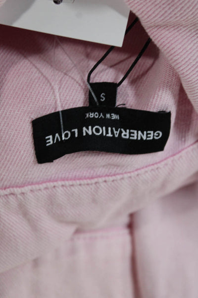 Generation Love Womens Basic Denim Jacket Pink Long Sleeve Size S