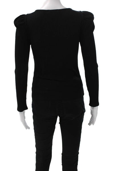 Generation Love Women Basic Black Henley Long Sleeve Rayon Blouse Size S