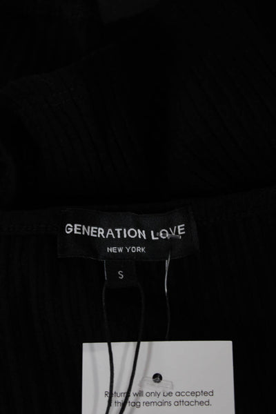 Generation Love Women Basic Black Henley Long Sleeve Rayon Blouse Size S