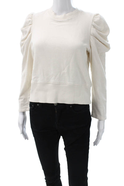 Sold Out Womens Pullover Sweatshirt Ivory Organic Cotton Long Sleeve Size S
