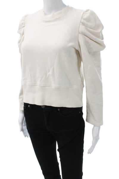 Sold Out Womens Pullover Sweatshirt Ivory Organic Cotton Long Sleeve Size S