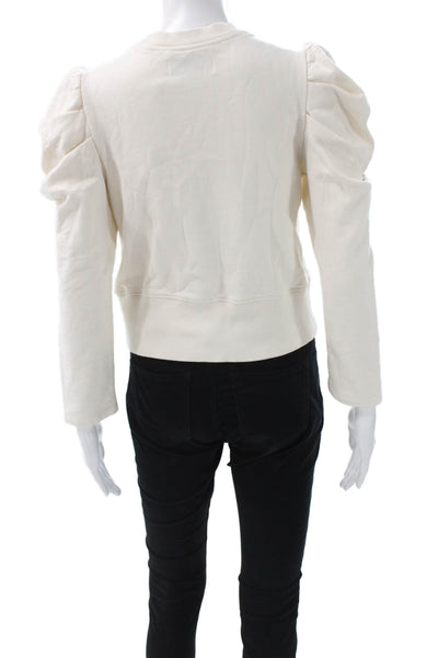 Sold Out Womens Pullover Sweatshirt Ivory Organic Cotton Long Sleeve Size S