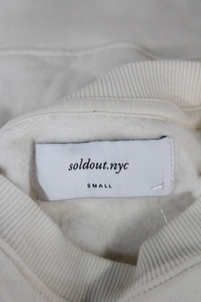 Sold Out Womens Pullover Sweatshirt Ivory Organic Cotton Long Sleeve Size S