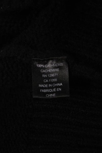 Skull Cashmere Women Pullover Sweater Black Crew Neck 100% Cashmere Size S