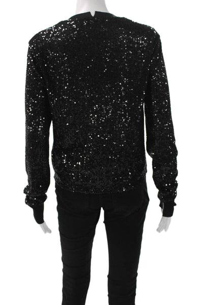 Allsaints Women Black Pullover Sweater Long Sleeve Crew Neck Polyester Size M