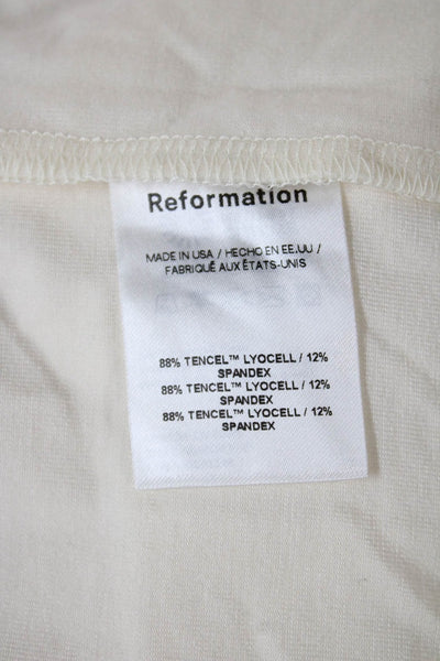 Reformation Women Cropped Off the Shoulder Ivory Blouse Long Sleeve Size S