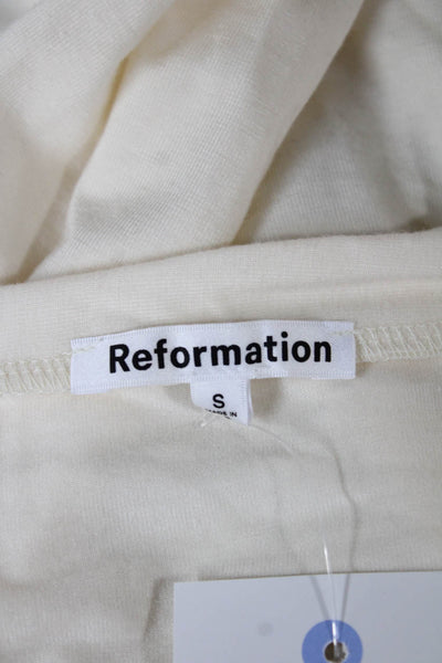 Reformation Women Cropped Off the Shoulder Ivory Blouse Long Sleeve Size S