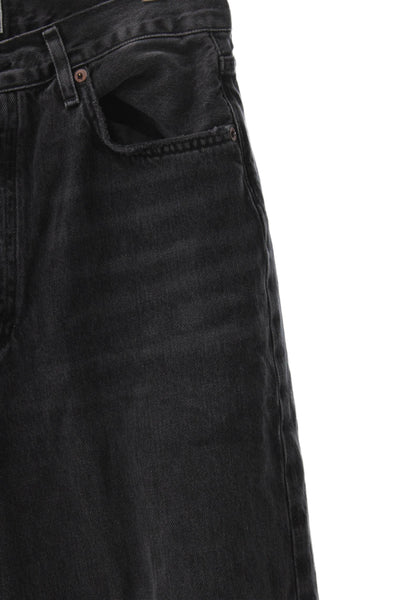 Agolde Womens Black Straight High Waist Jeans Cotton Button Size 29