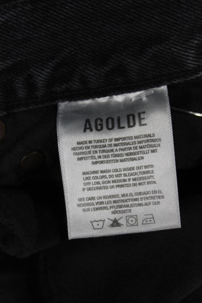 Agolde Womens Black Straight High Waist Jeans Cotton Button Size 29