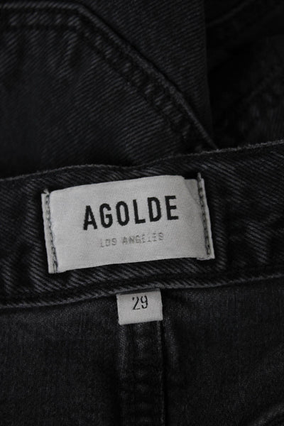 Agolde Womens Black Straight High Waist Jeans Cotton Button Size 29