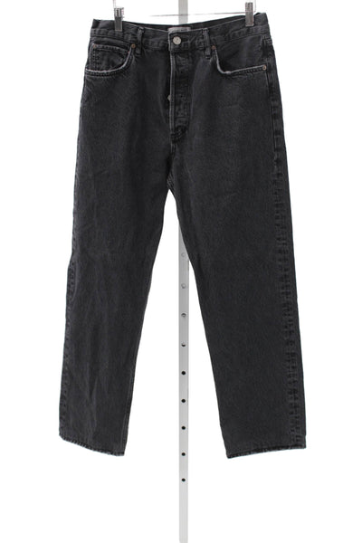 Agolde Womens Straight High Waist Black Cotton Jeans Button Size 29