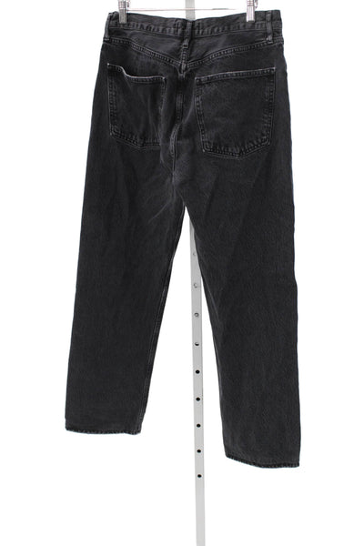 Agolde Womens Straight High Waist Black Cotton Jeans Button Size 29