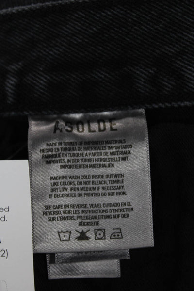 Agolde Womens Straight High Waist Black Cotton Jeans Button Size 29