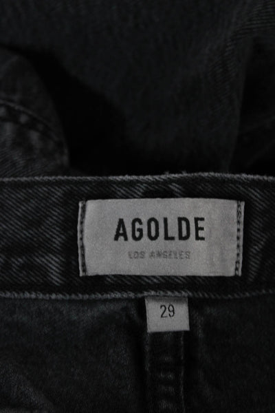 Agolde Womens Straight High Waist Black Cotton Jeans Button Size 29