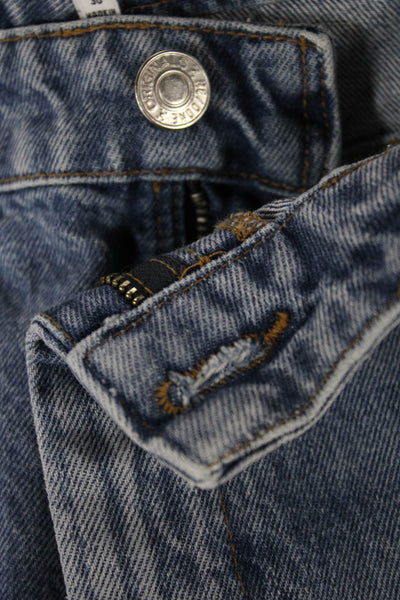 Re/Done Womens Straight Jeans Mid Rise Blue 100% Cotton Size 30
