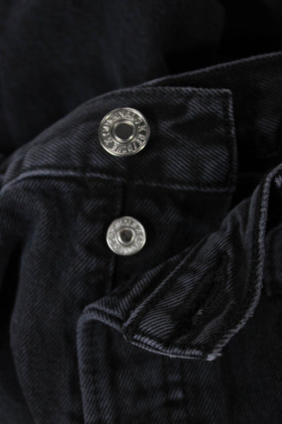 Re/Done Women Black High Waist Straight Jeans Button 100% Cotton Size 29