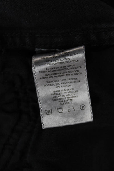 Re/Done Women Black High Waist Straight Jeans Button 100% Cotton Size 29