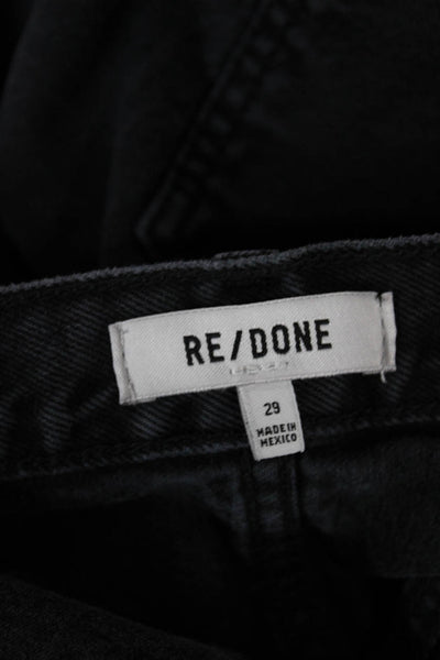 Re/Done Women Black High Waist Straight Jeans Button 100% Cotton Size 29