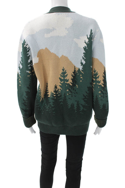 Kith Unisex Cardigan Multicolor Mountain Forest Print V-Neck Size XS
